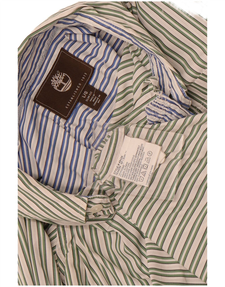 Camicia Timberland da uomo slim fit grande cotone a righe verdi