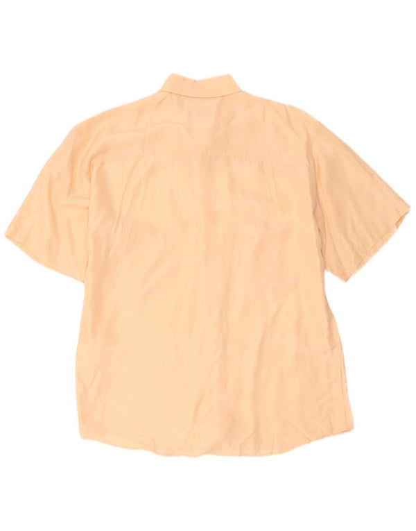 Camicia vintage da uomo a maniche corte in seta arancione medio
