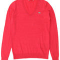 Maglione da donna con scollo a V Lacoste taglia 36 piccolo in lana merino rossa