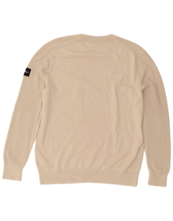 Maglione maglione girocollo da uomo Calvin Klein XL in cotone beige