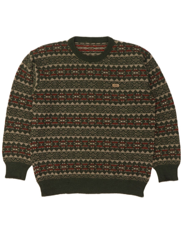Maglione maglione girocollo da uomo Silvy IT 52 Large Green Fair Isle