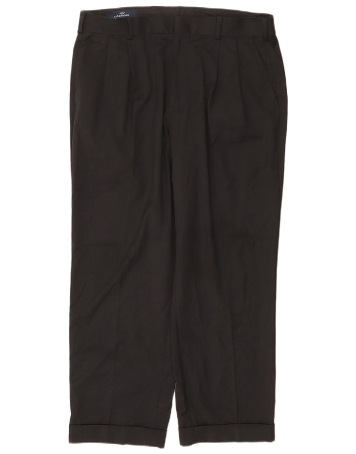 DOCKERS Pantaloni chino con pegging da uomo W36 L30 poliestere nero