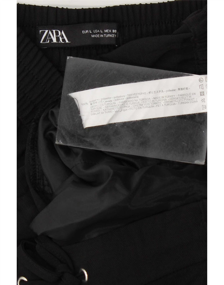 Pantaloni corti a vita alta da donna Zara grandi W30 L25 poliestere nero
