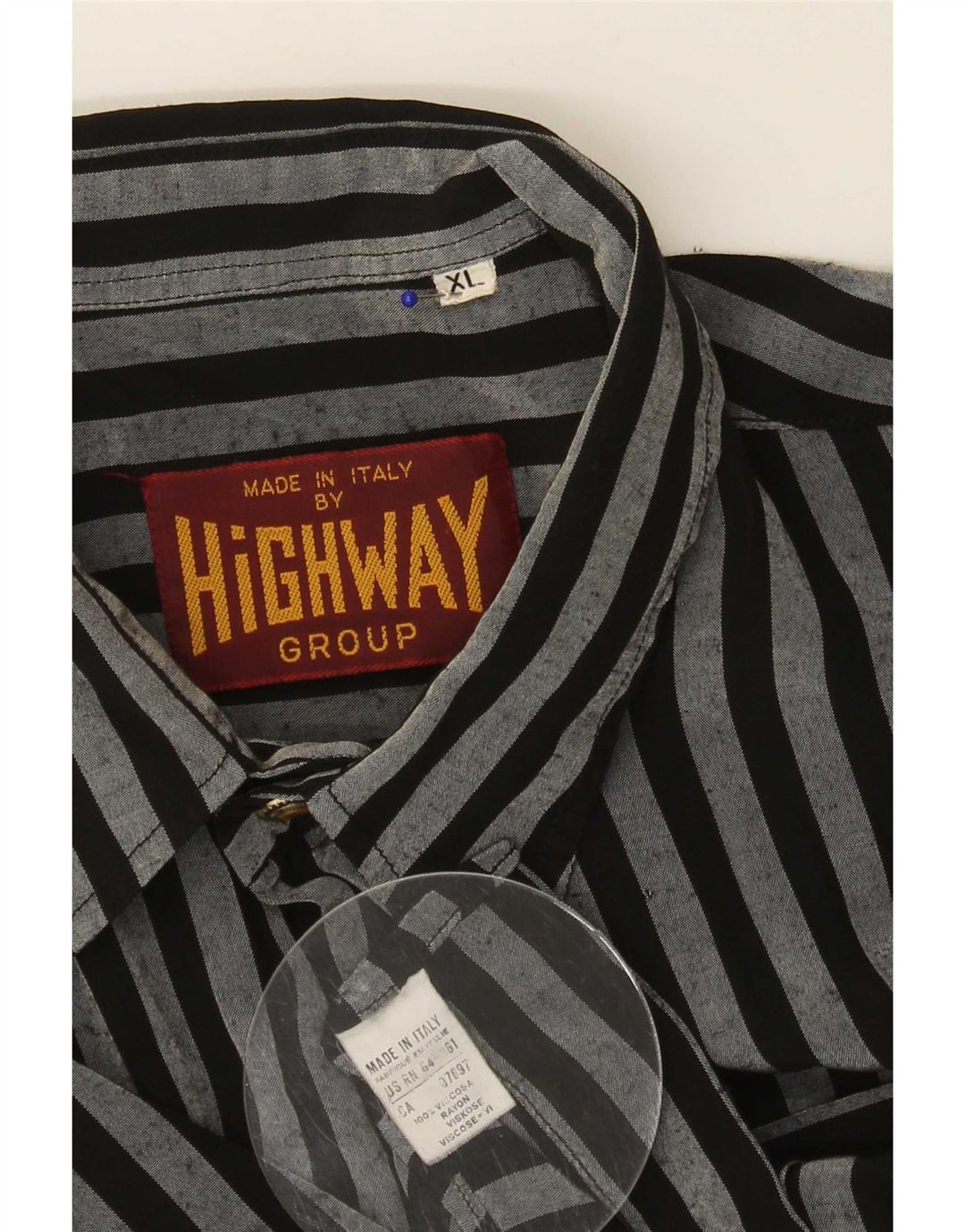 Camicia vintage da uomo XL in viscosa a righe nere
