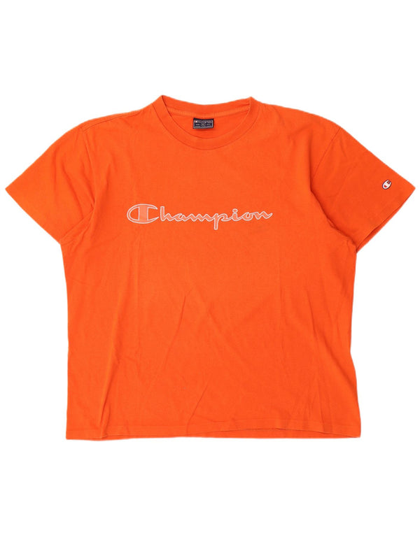 T-shirt grafica da uomo Champion Top XL in cotone arancione