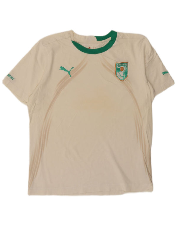 Puma T-shirt grafica FIF Costa d'Avorio da uomo in cotone bianco sporco medio