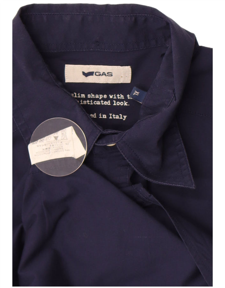 Camicia a maniche corte da uomo Gas XL in cotone blu navy