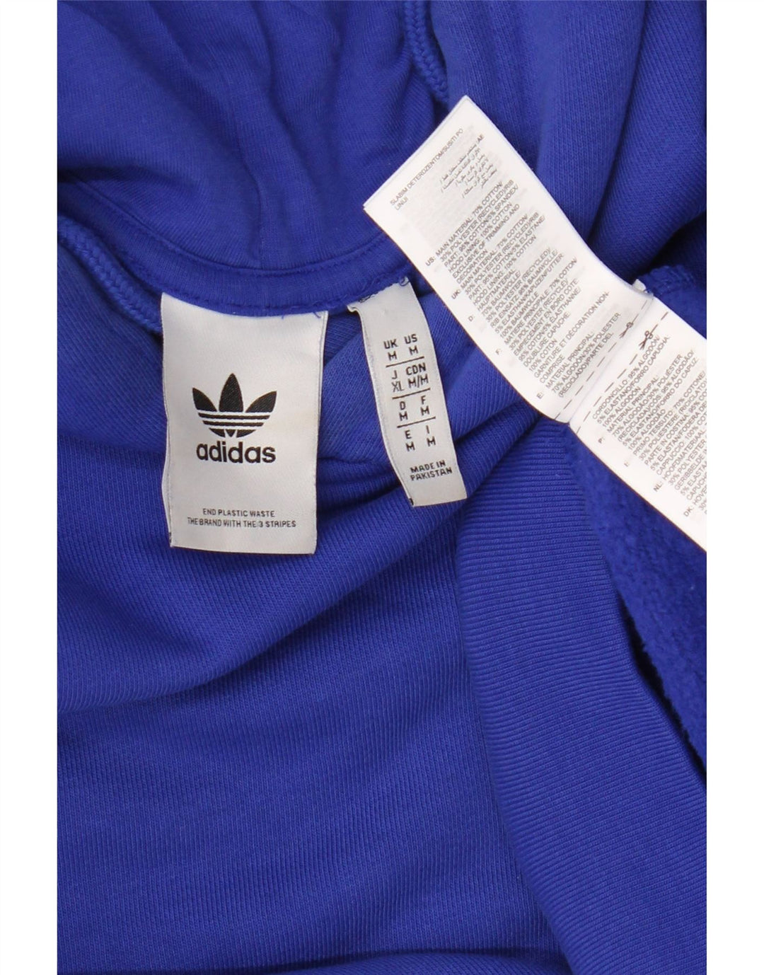 Felpa con cappuccio da uomo Adidas in cotone blu medio