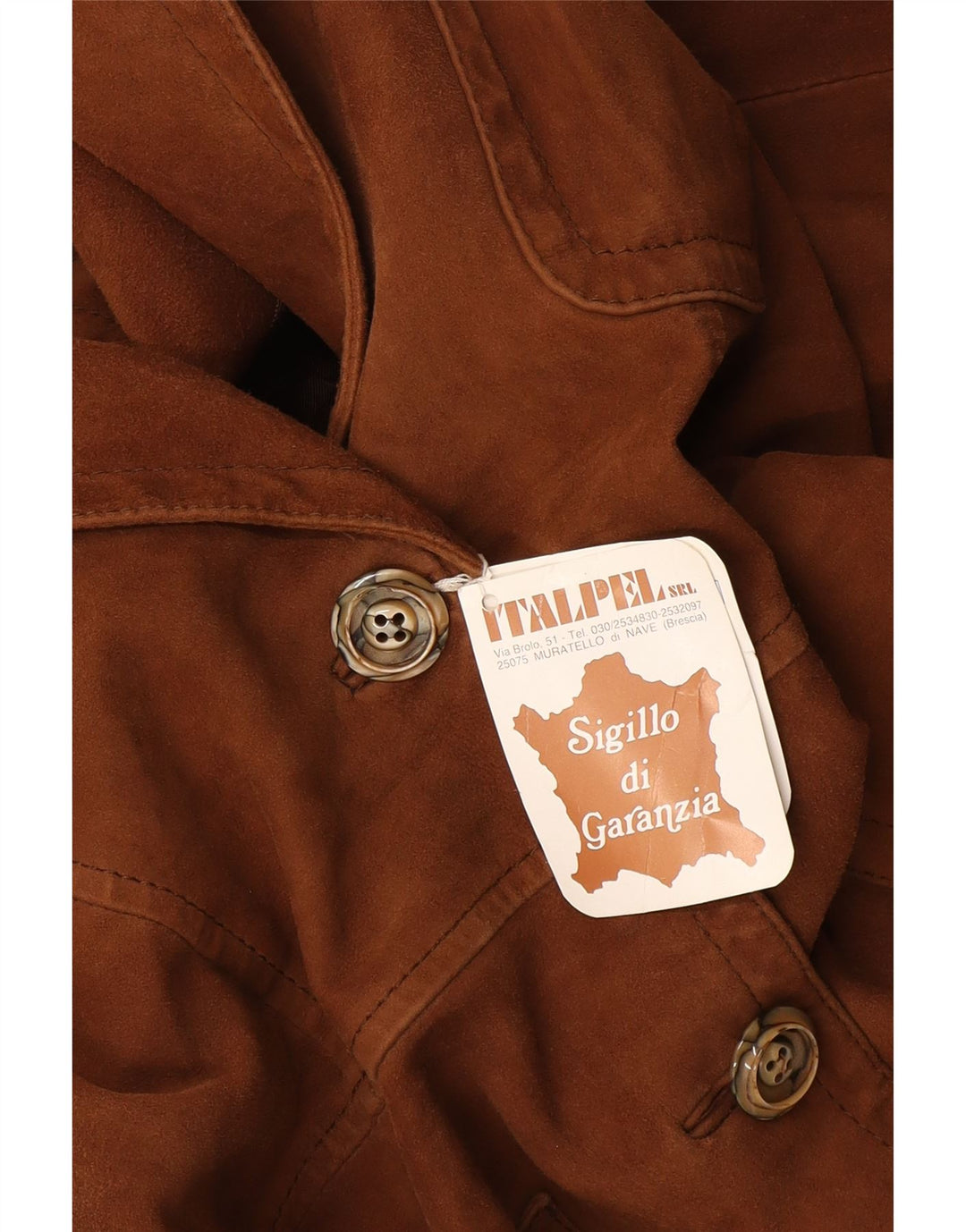 Giacca blazer vintage da donna in pelle scamosciata a 2 bottoni UK 12 in pelle marrone medio