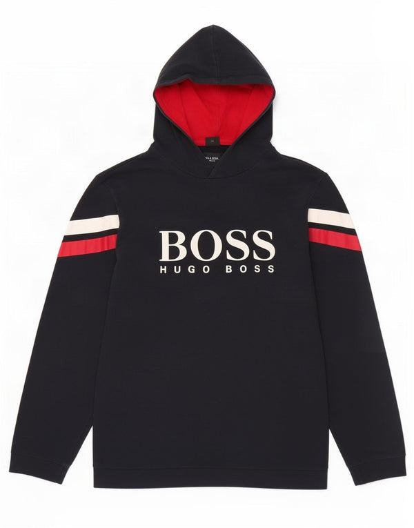 Hugo Boss Felpa con cappuccio grafica da uomo 2XL Cotone a blocchi di colore blu navy