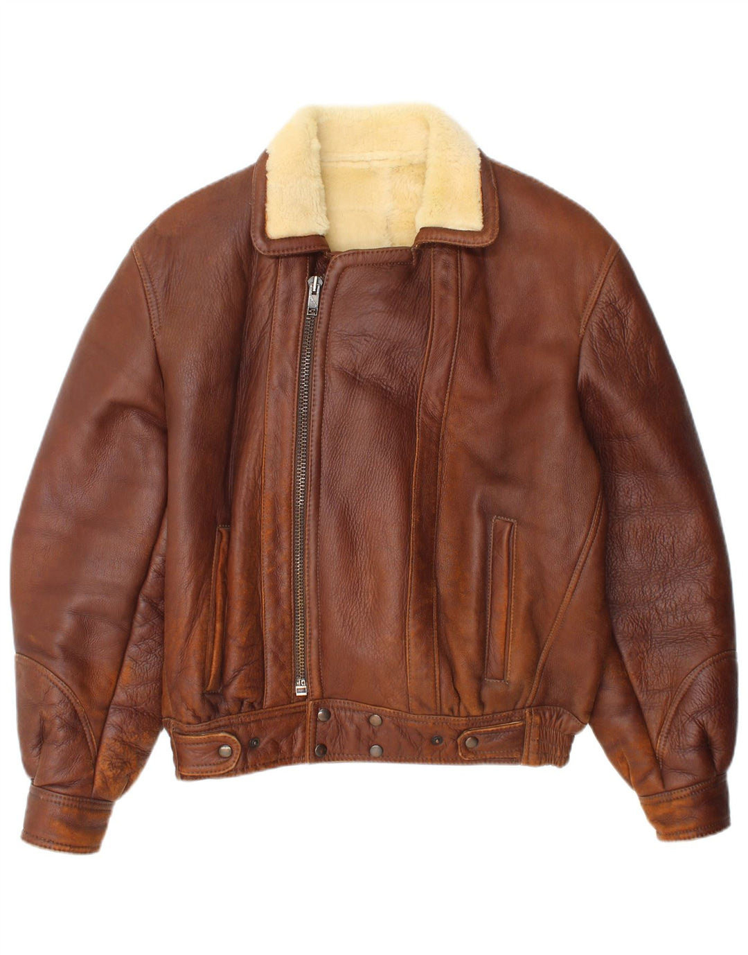 Giubbotto in shearling vintage da uomo IT 48 Marrone medio