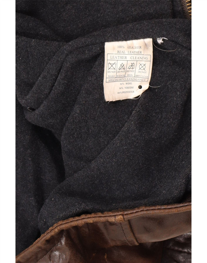 Giacca in pelle vintage da uomo IT 54 2XL Pelle marrone