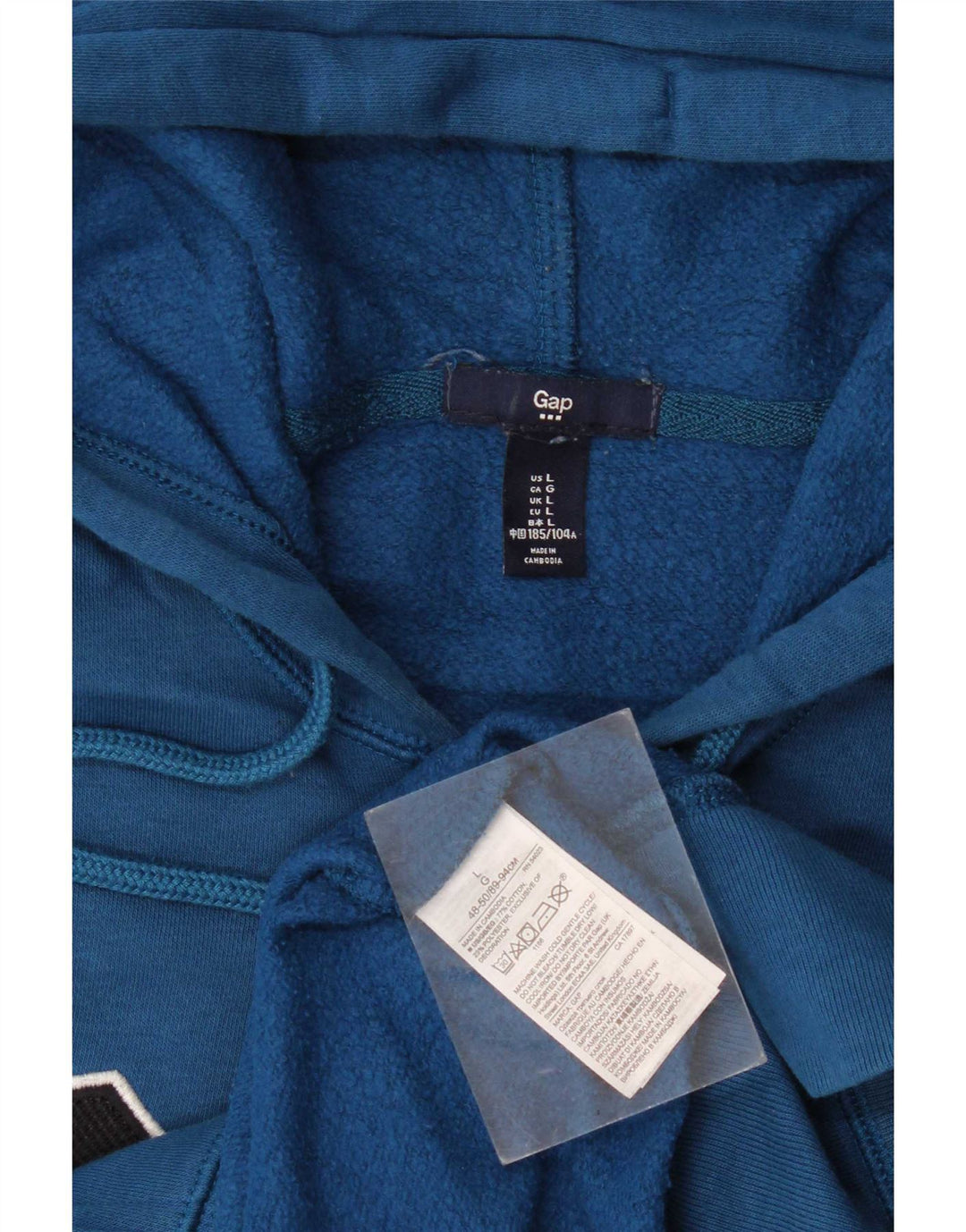Maglione con cappuccio e zip grafica da uomo Gap grande in cotone blu