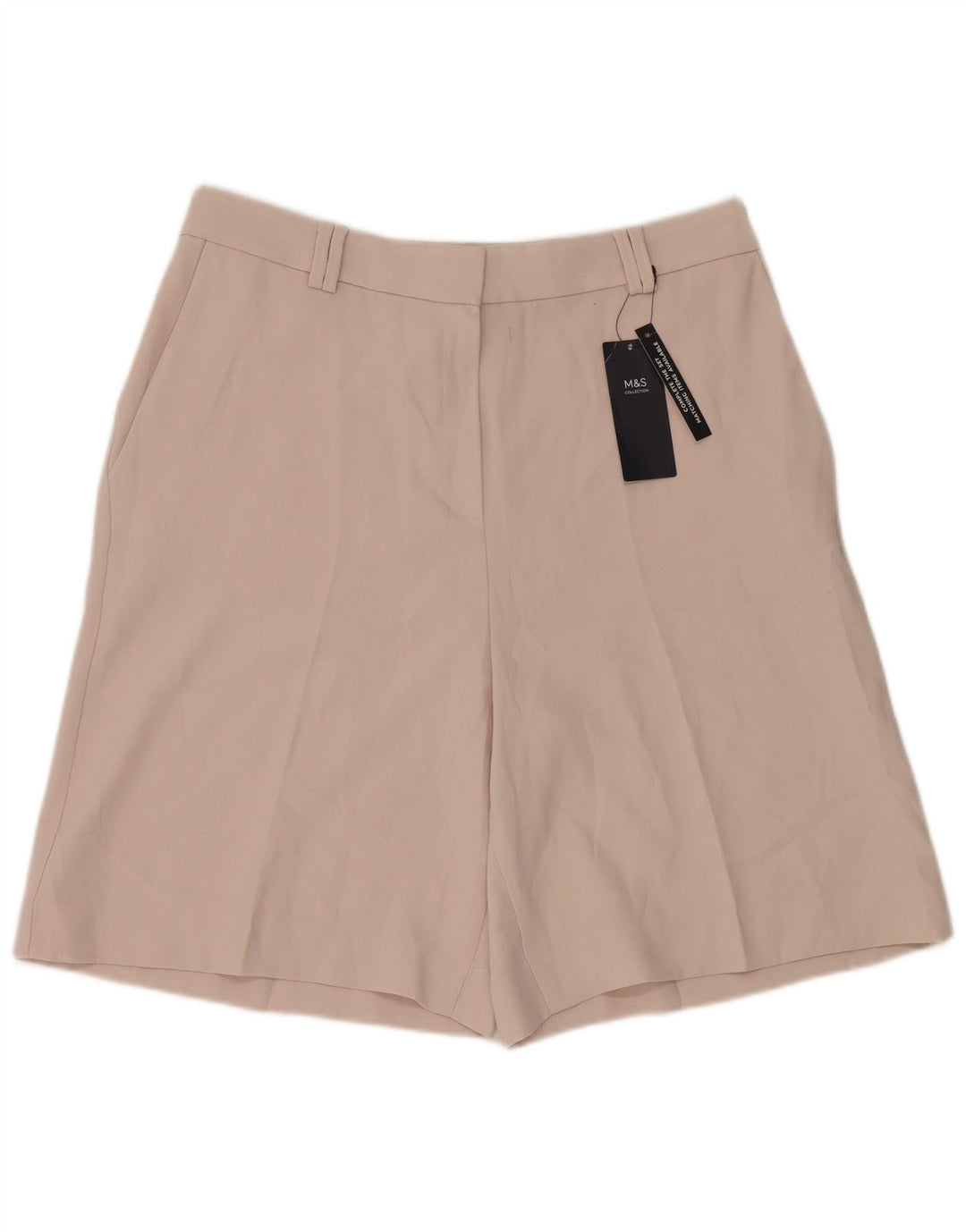 Pantaloncini chino da donna Marks & Spencer UK 12 medi W30 poliestere beige