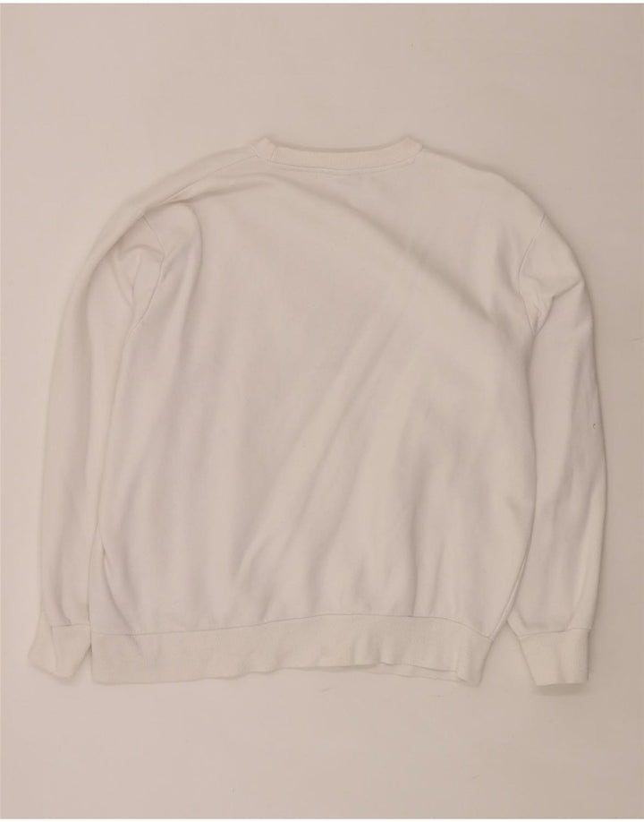 ELLESSE Felpa con grafica oversize da donna UK 8 Small Cotone bianco