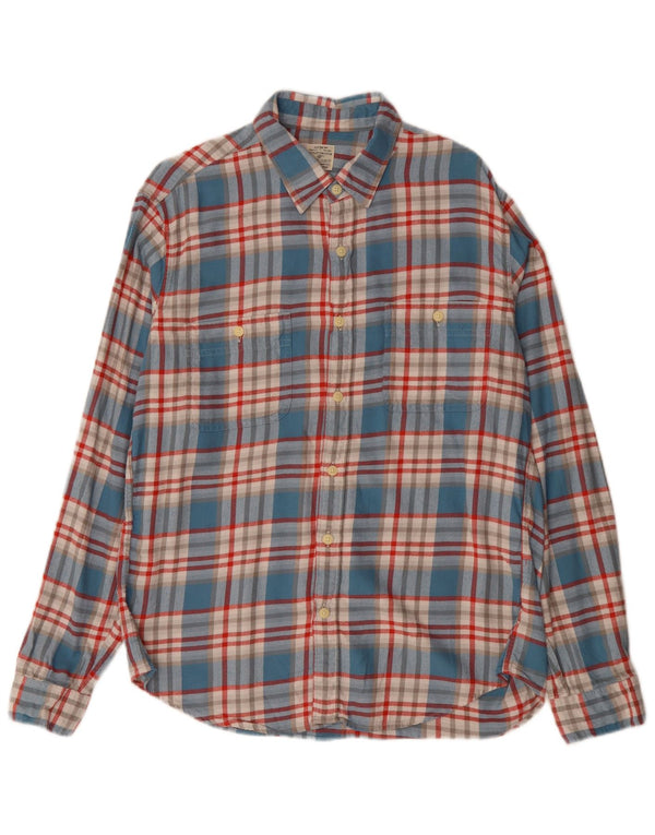 J. CREW Camicia da uomo slim fit in flanella, cotone a quadri blu grande