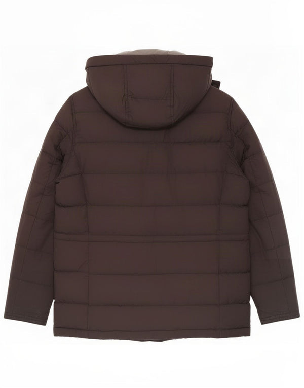 Massimo Dutti Giacca imbottita con cappuccio da uomo UK 40 Large Nero Colourblock