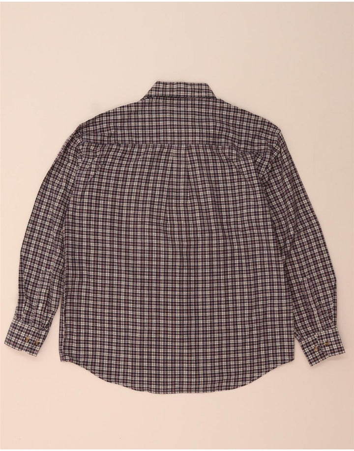 Camicia da uomo Marlboro Classics Large in cotone a quadri blu navy