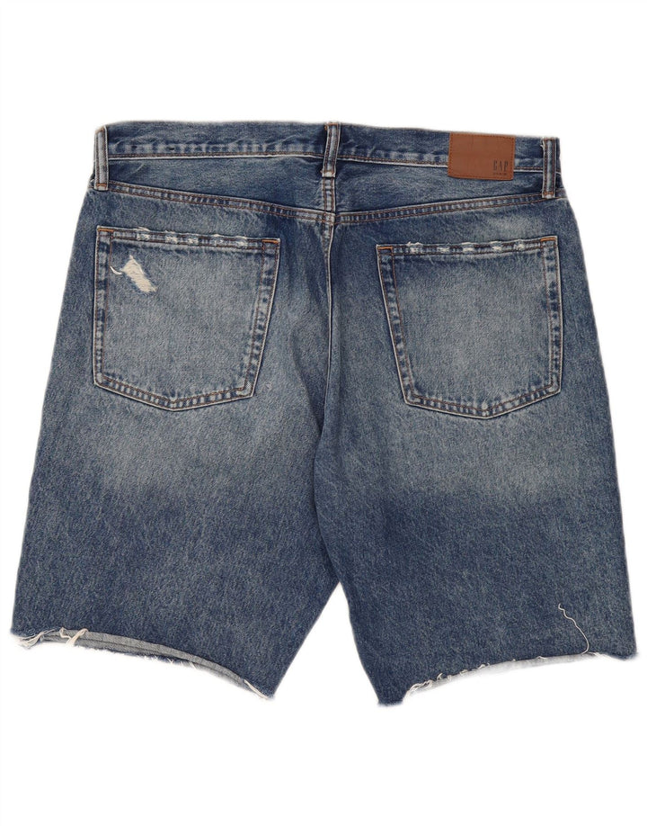 Pantaloncini Gap da uomo in denim invecchiato W34 grande cotone blu
