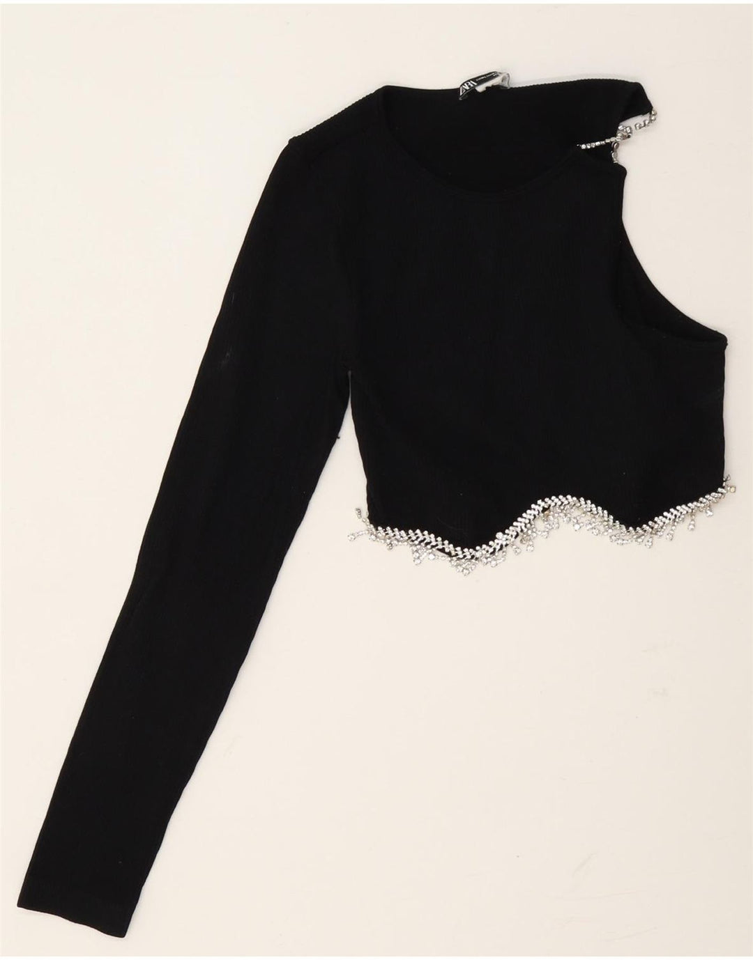 Top corto monospalla da donna Zara UK 14 grande nero