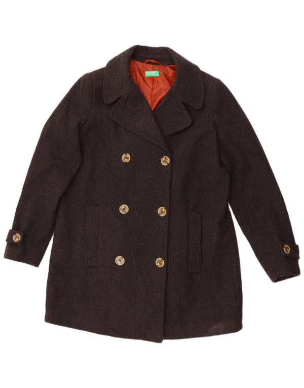 Cappotto da marinaio oversize da donna Benetton UK 10 piccolo in lana grigia