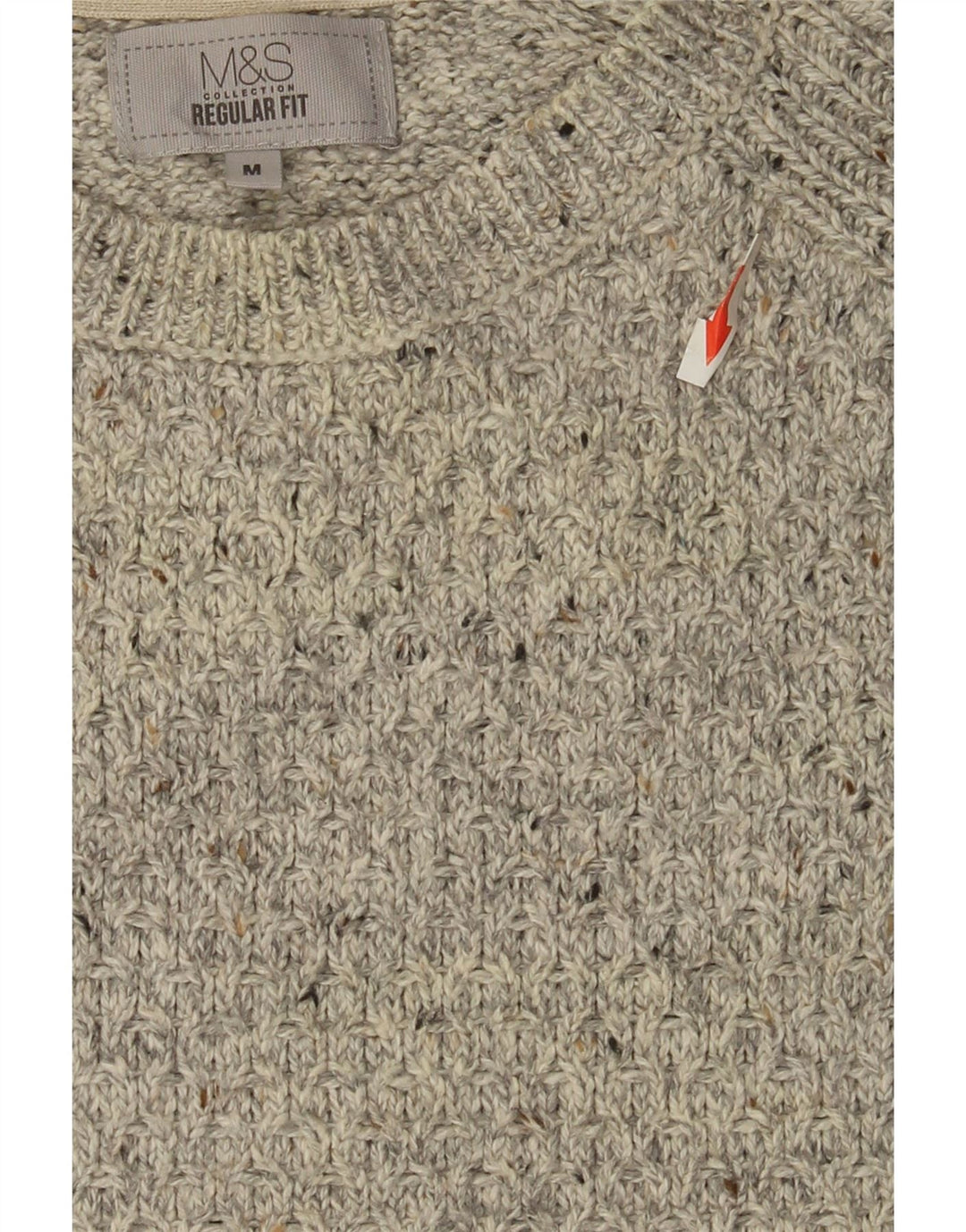 Maglione maglione girocollo da uomo Marks & Spencer grigio medio chiazzato