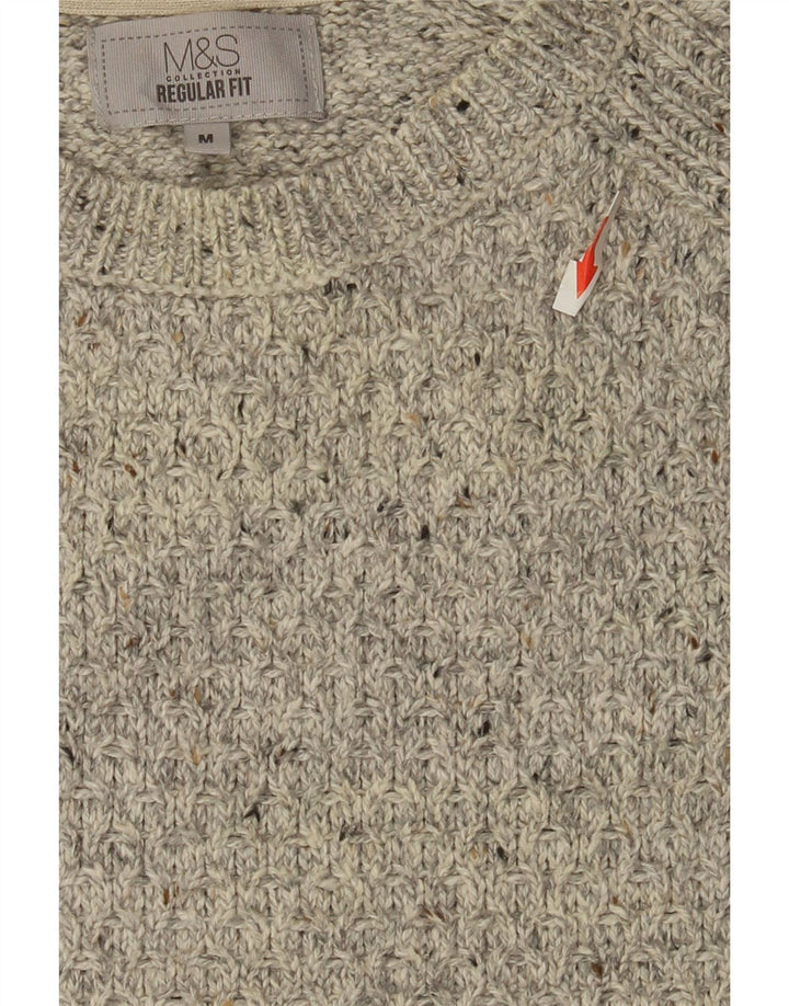 Maglione maglione girocollo da uomo Marks & Spencer grigio medio chiazzato