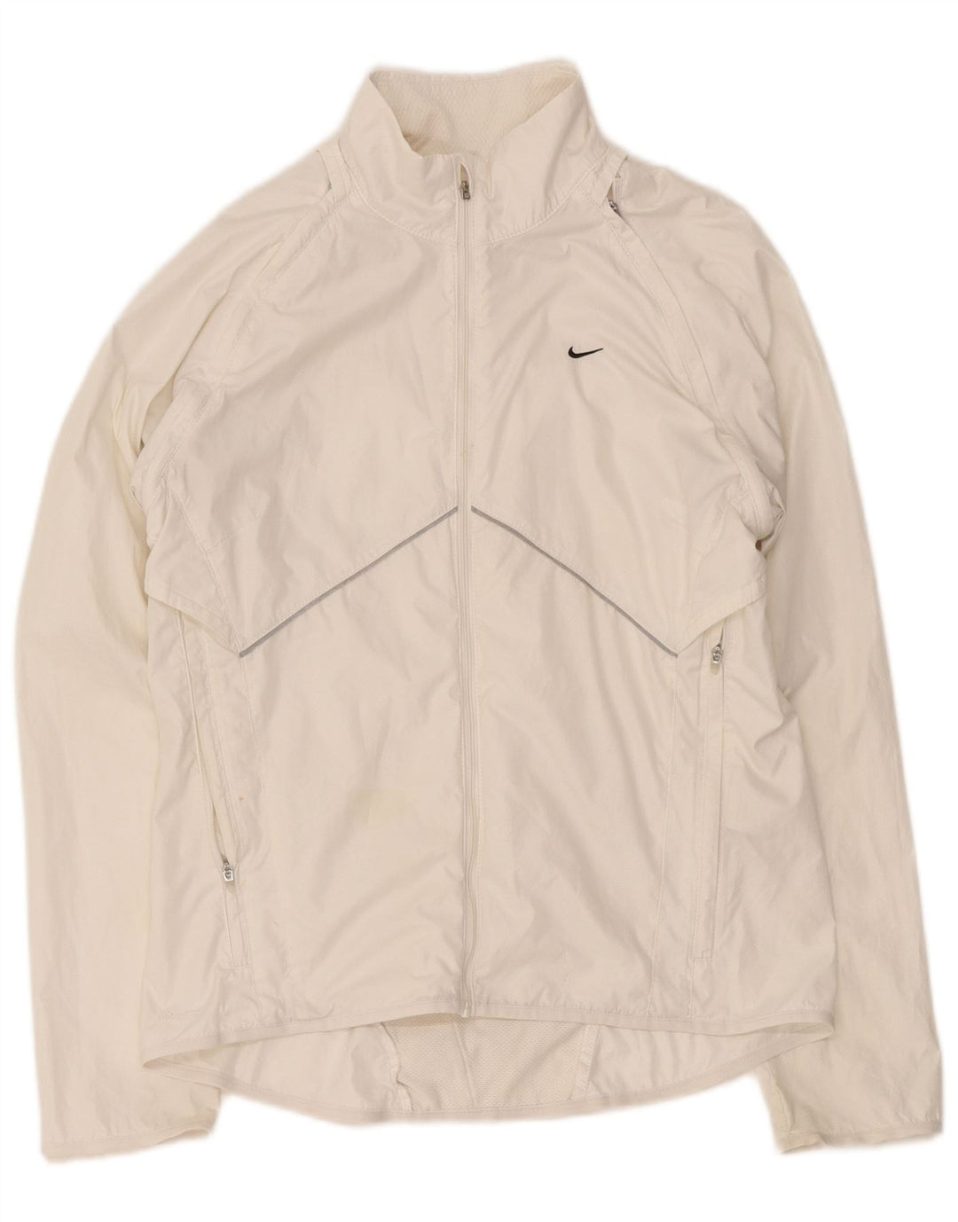 Giacca superiore della tuta da donna Nike UK 10/12 poliestere bianco medio