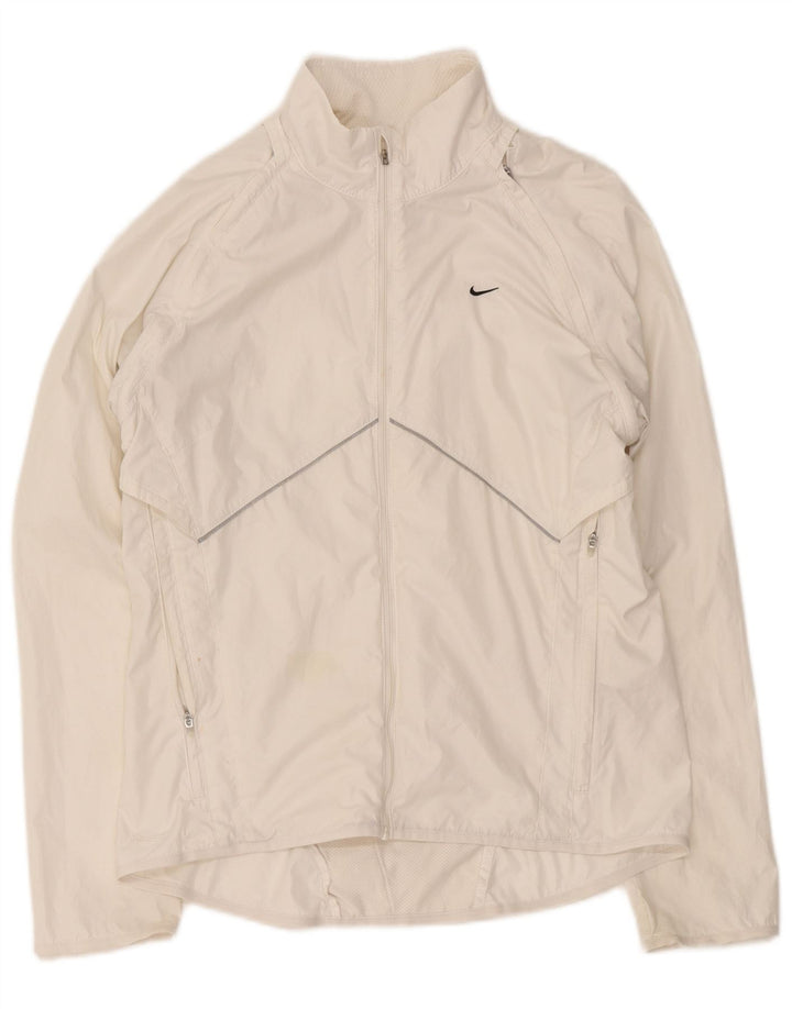 Giacca superiore della tuta da donna Nike UK 10/12 poliestere bianco medio