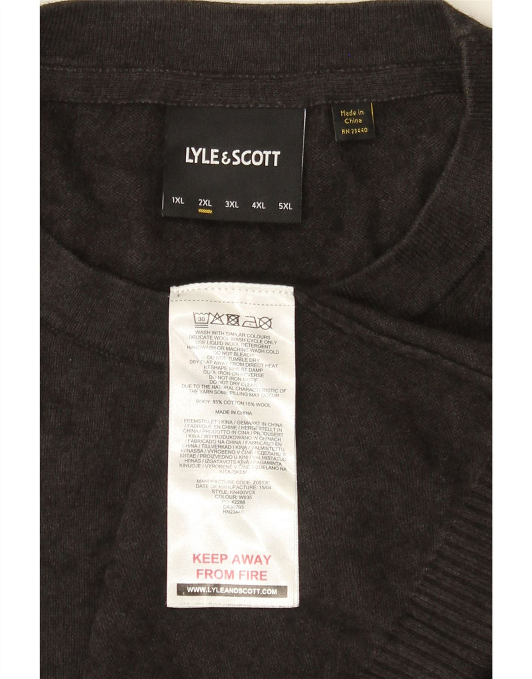 Maglione maglione girocollo da uomo Lyle & Scott 2XL cotone grigio