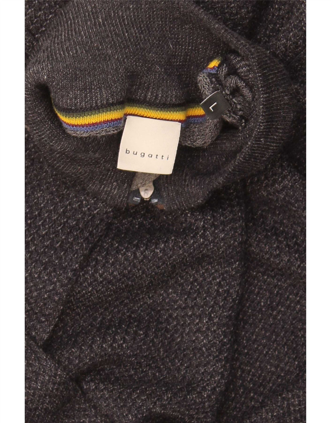 Maglione Bugatti da uomo con zip e collo grande grigio