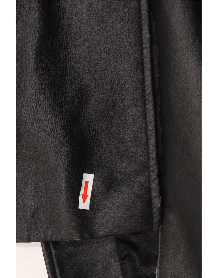 Calculus Cappotto lungo in pelle da donna vestibilità ampia UK 4 XS Nero