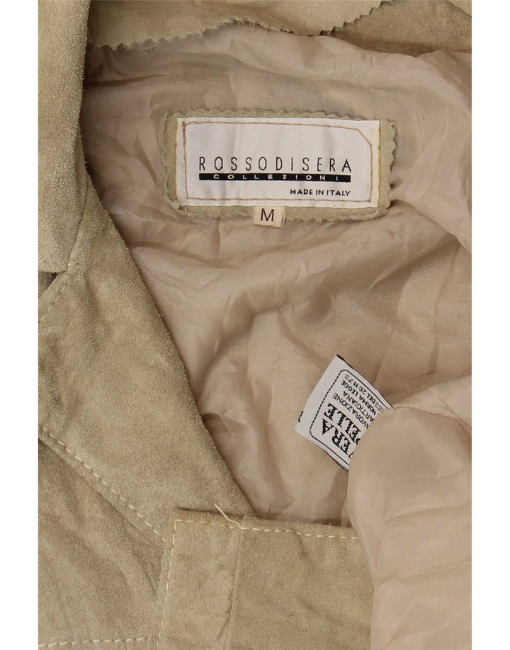 Giacca in pelle scamosciata oversize da donna Rossodisera UK 14 Pelle beige media