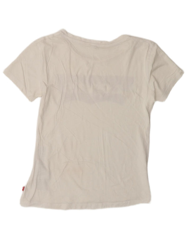 T-shirt grafica da donna Levi's Top UK 10 piccola in cotone bianco