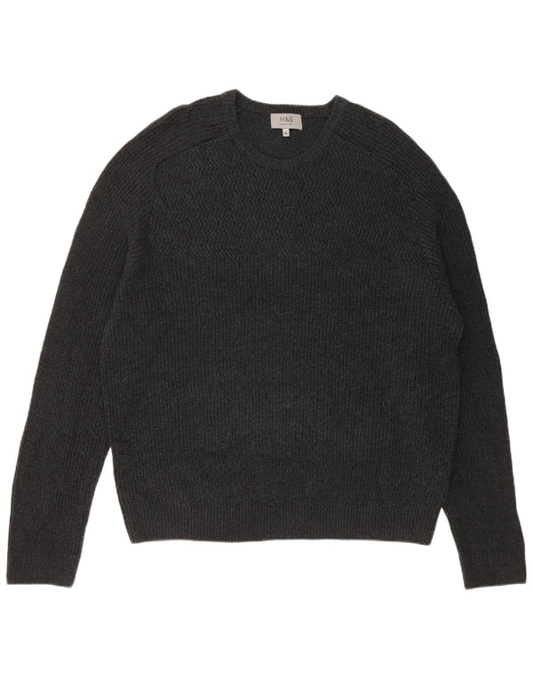 Maglione maglione girocollo da uomo Marks & Spencer XL acrilico chiazzato grigio