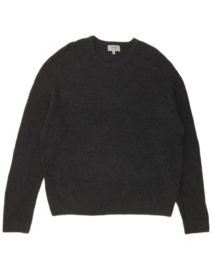 Maglione maglione girocollo da uomo Marks & Spencer XL acrilico chiazzato grigio