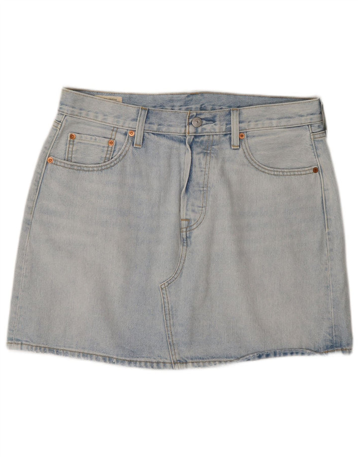 Mini gonna di jeans da donna Levi's W32 grande in cotone blu