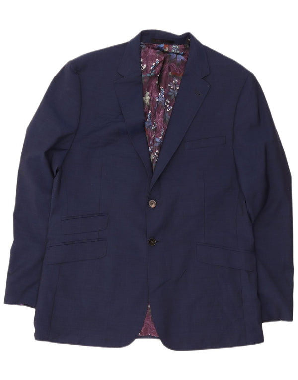 Giacca blazer da uomo a 2 bottoni Ted Baker UK 44 2XL Lana blu navy