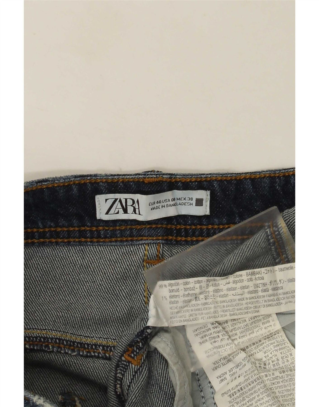 Jeans slim invecchiati da donna Zara EU 40 medio W30 L28 cotone blu