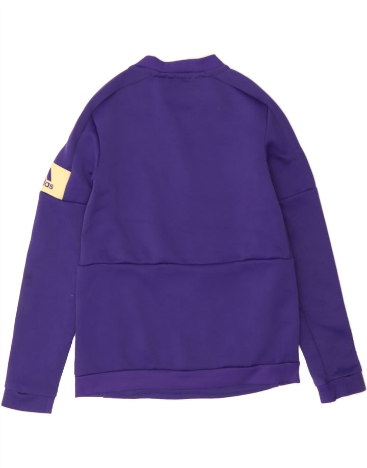 ADIDAS Womens Graphic Sweatshirt Jumper UK 6 XS Purple Polyester Vintage Adidas and Second-Hand Adidas from Messina Hembry 