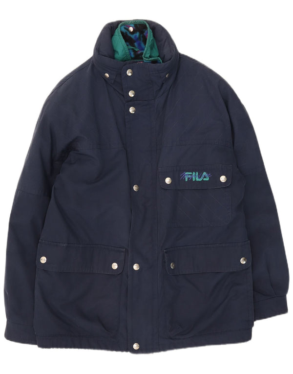 Giacca da uomo con cappuccio Fila UK 40 Large in poliestere blu navy