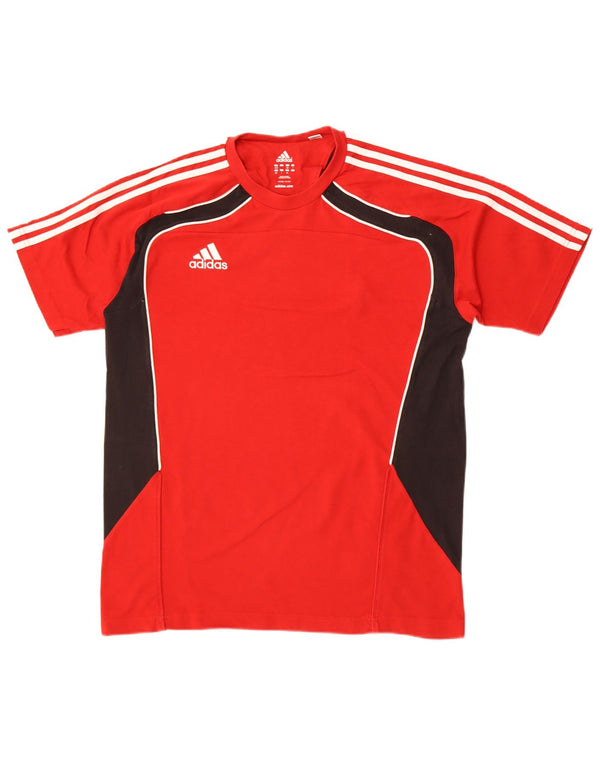 T-shirt grafica da uomo Adidas Top UK 42/44 Large Rosso Colourblock in cotone