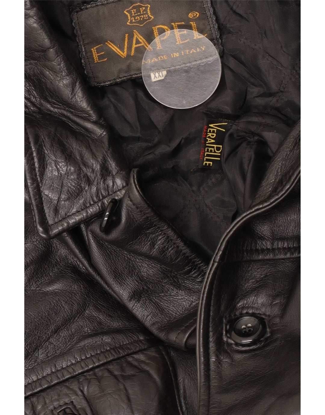 Giacca in pelle vintage da uomo UK 44 2XL Pelle nera