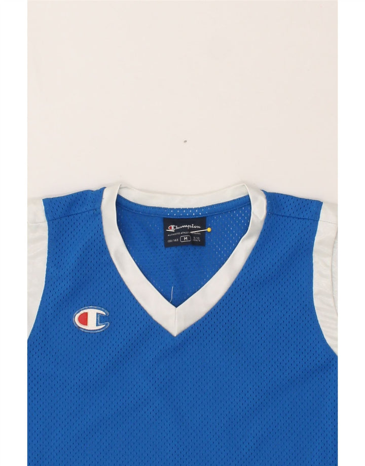 CHAMPION Boys Vest Top 9-10 Years Medium  Blue Polyester Vintage Champion and Second-Hand Champion from Messina Hembry 