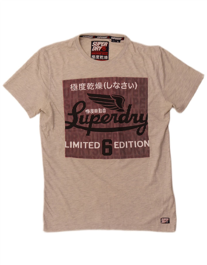 T-shirt grafica da uomo in edizione limitata Superdry Top grande in cotone grigio
