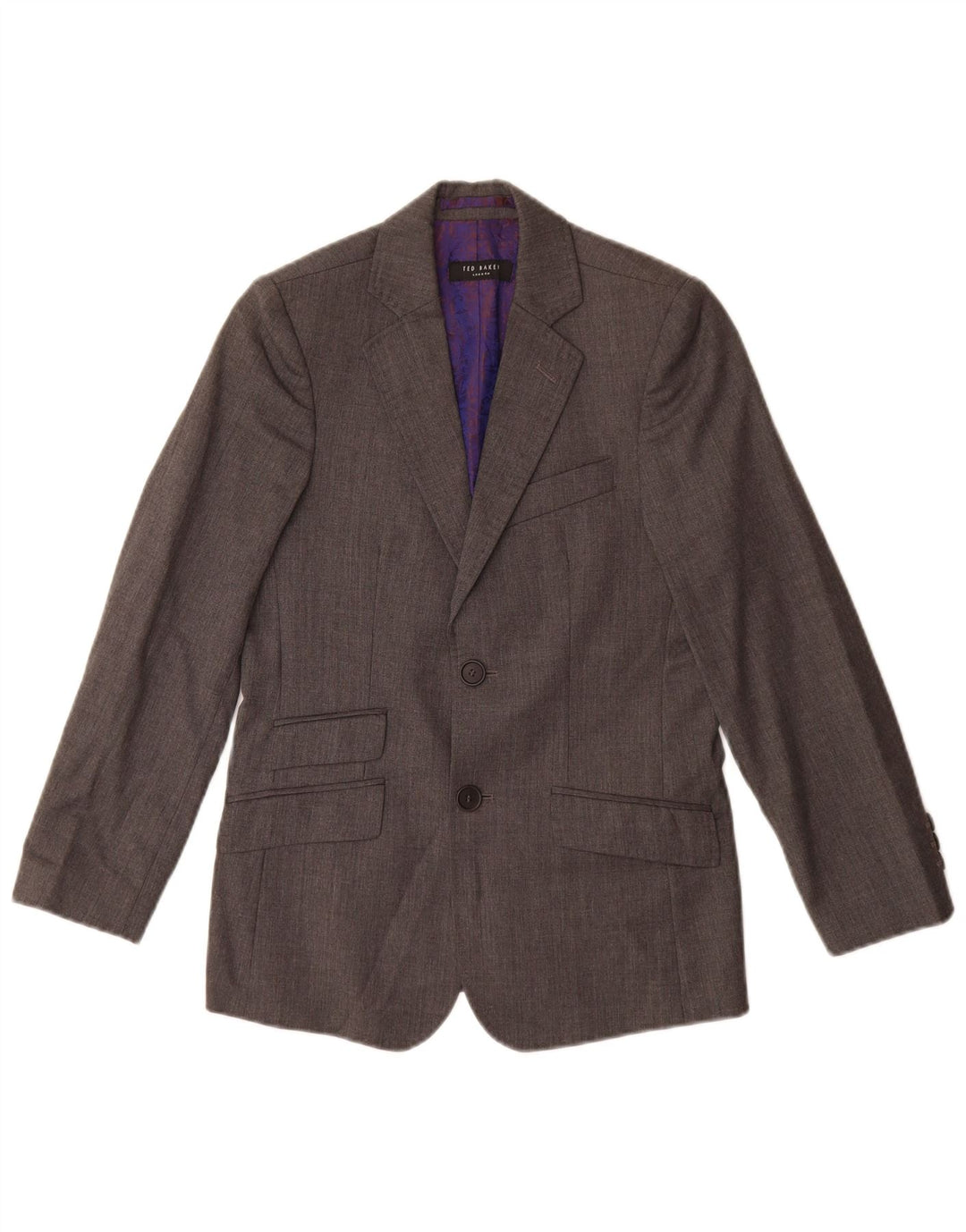 Giacca blazer a 2 bottoni da ragazzo Ted Baker 9-10 anni in lana vergine grigia