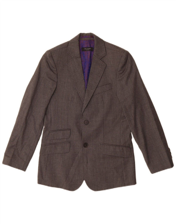 Giacca blazer a 2 bottoni da ragazzo Ted Baker 9-10 anni in lana vergine grigia