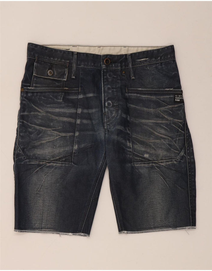 Pantaloncini di jeans da uomo G-Star W31 cotone blu navy medio