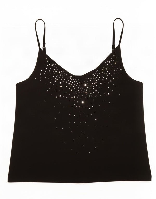 Marks & Spencer Womens Crop Cami Top UK 14 Medium Black Viscose