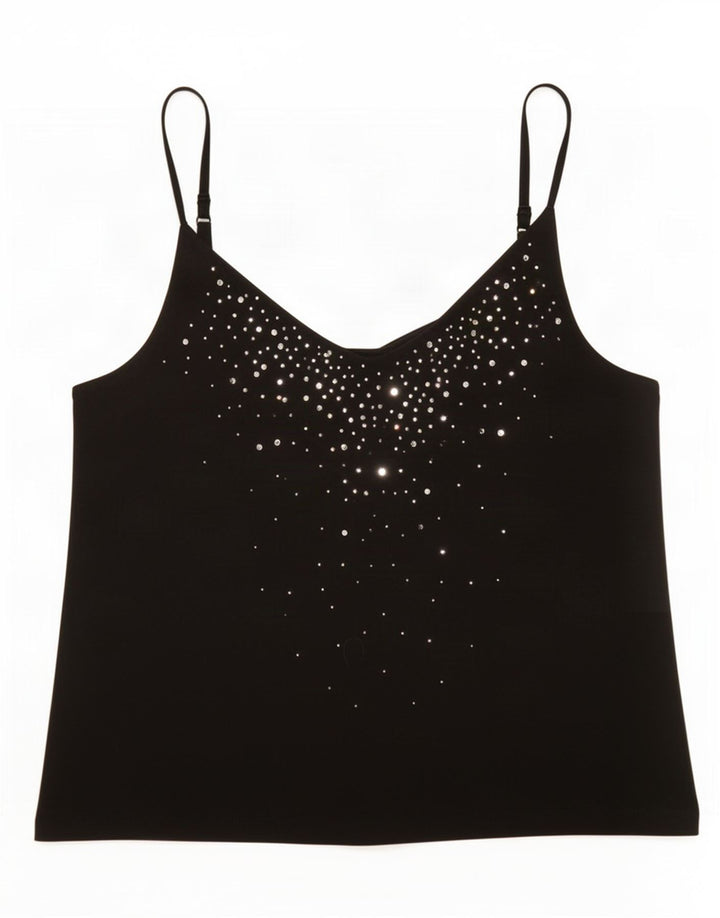 Canottiera corta Marks & Spencer da donna UK 14 viscosa nera media